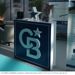 COLDWELL BANKER Tables et comptoirs en polystyrène évènement professionnel salon de l'immobilier