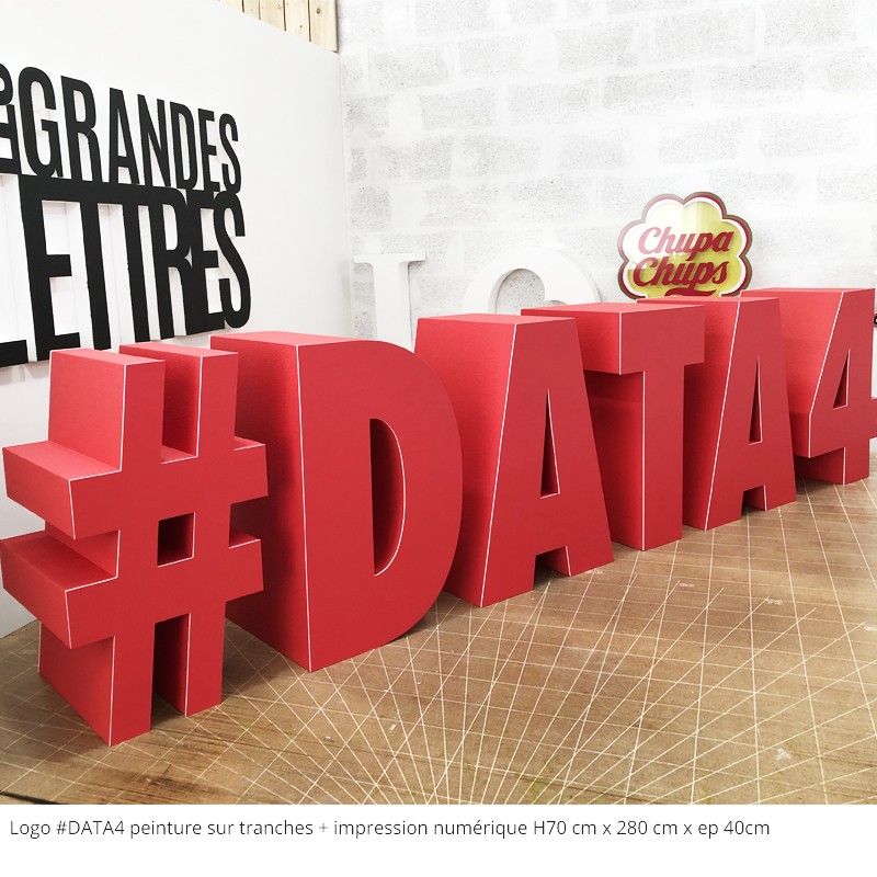 logo #data4 peinture + impression numérique rouge charte graphique respectée