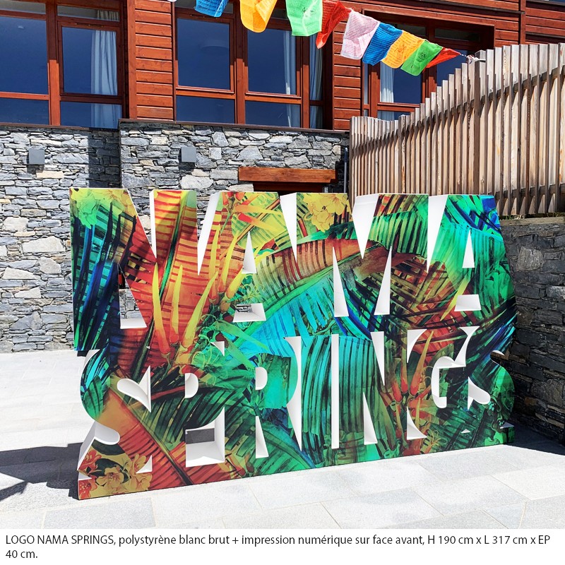 NAMASPRINGS LOGO POLYSTYRENE BLANC BRUT + IMPRESSION NUMERIQUE SUR FACE AVANT