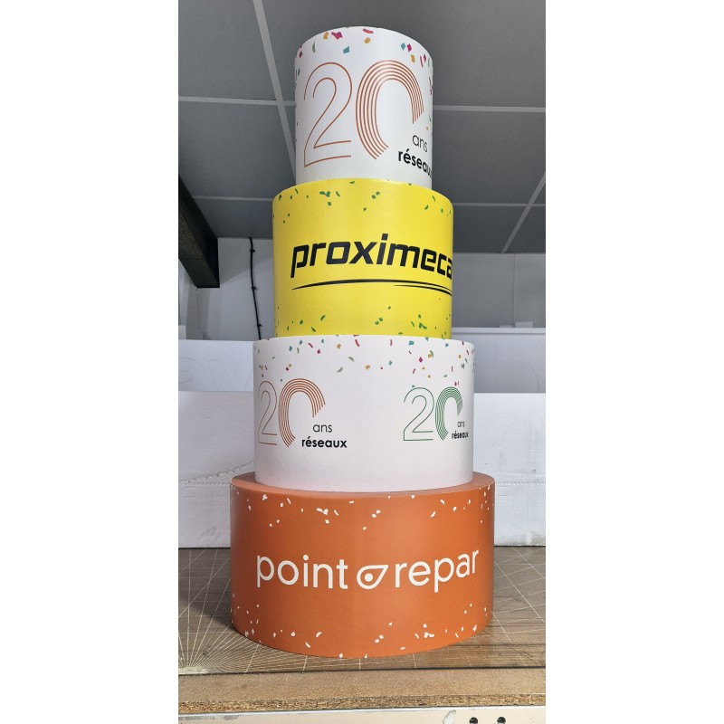 gâteau géant en polystyrène pour les 20 ans de point repar