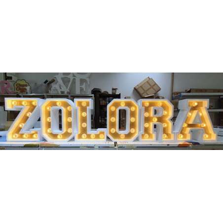 lettres vintage lumineuse en polystyrène ZOLORA