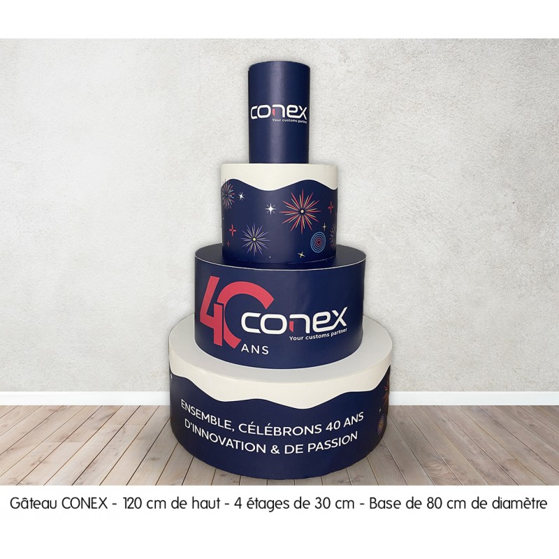 Enseigne polystyrène gâteau d'anniversaire entreprise Conex