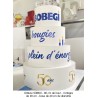 Gâteau anniversaire entreprise SOBEGI - enseigne polystyrène - 80 cm de haut - 4 étages de 20 cm - base de 60 cm de diametre Gâteau anniversaire entreprise SOBEGI - enseigne polystyrène - 80 cm de haut - 4 étages de 20 cm - base de 60 cm de diametre