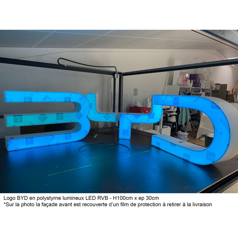 Logo BYD lumineux en polystyrène LED RBV