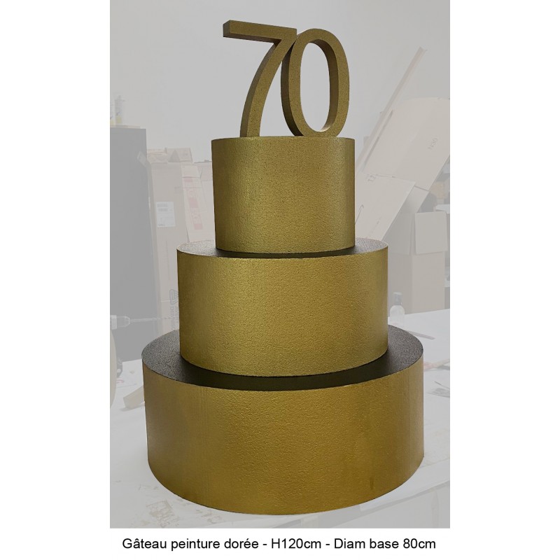 Gâteau en polystyrène peinture dorée