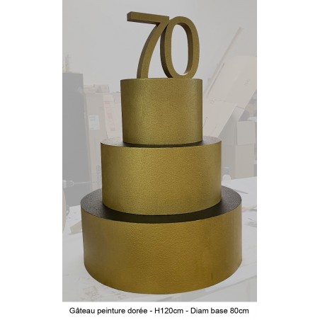 Gâteau en polystyrène peinture dorée