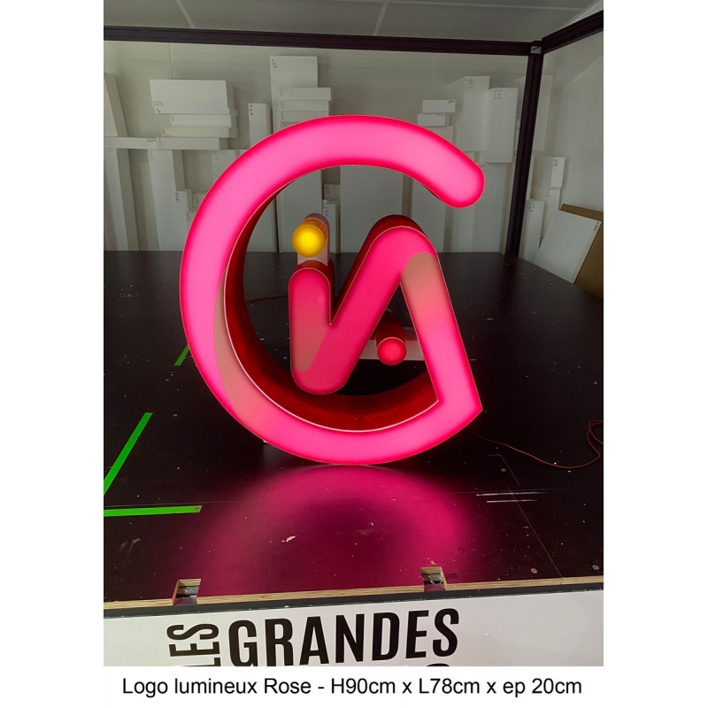 Logo en polystyrène lumineux LED rose