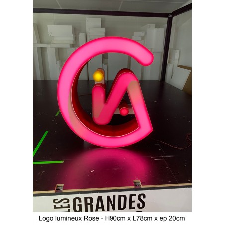 Logo en polystyrène lumineux LED rose