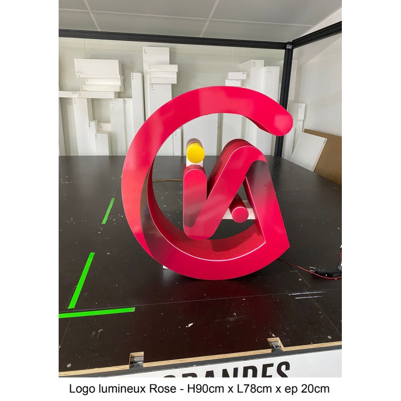 Logo en polystyrène lumineux LED rose