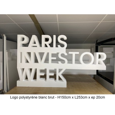 Logo polystyrène blanc brut sur socle