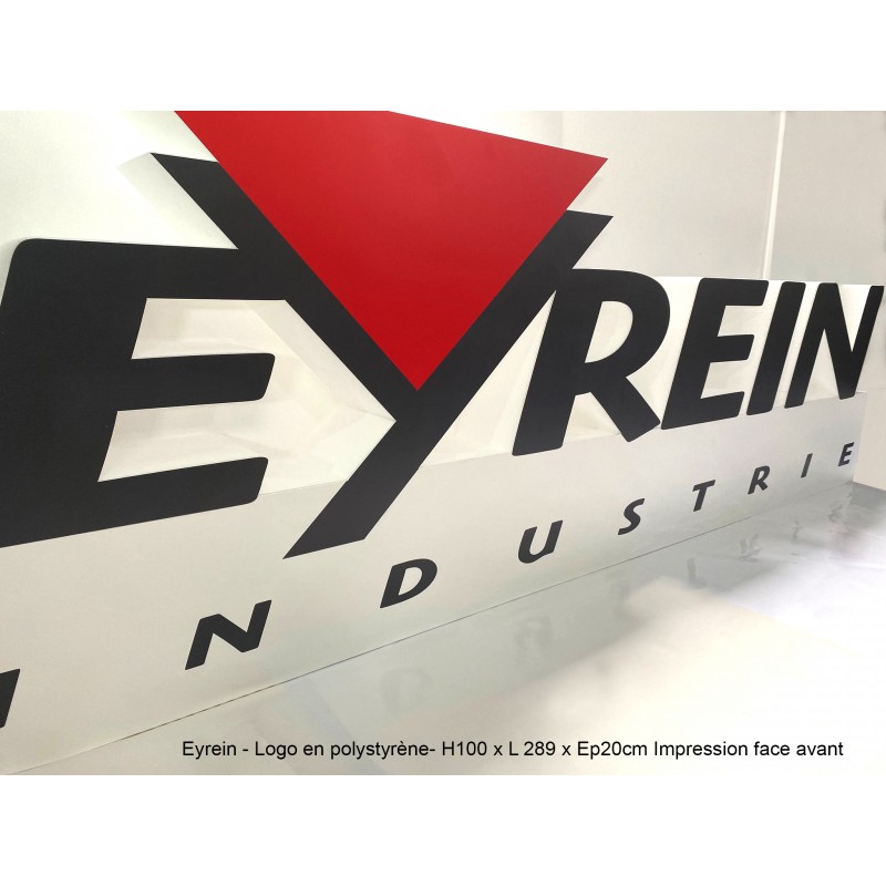 Eyrein - Logo en polystyrène- H100 x L 289 x Ep20cm Impression face avant