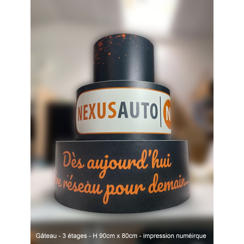 Gateau nexusauto - rond - 3 étages -  impression numérique
