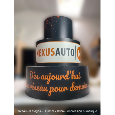 Gateau nexusauto - rond - 3 étages -  impression numérique
