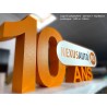 Logo en polystyrène - peinture + impression numérique -  H90 x 240cm